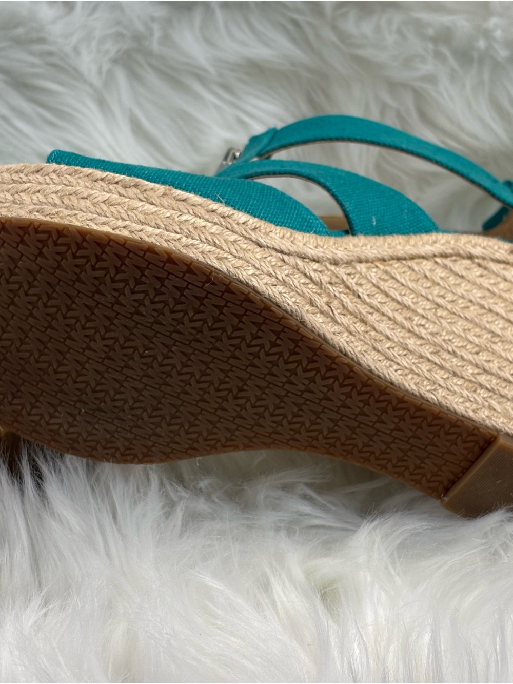 Michael Kors Wedge Teal Canvas Espadrille Sandals - Picture 10 of 12